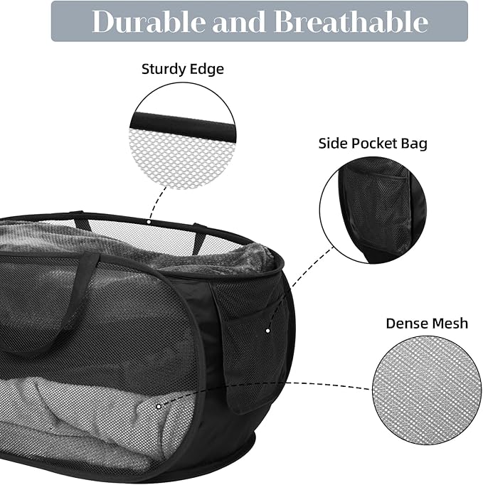 4 Pcs Durable Collapsible Laundry Baskets, Foldable Laundry Basket Large Opening