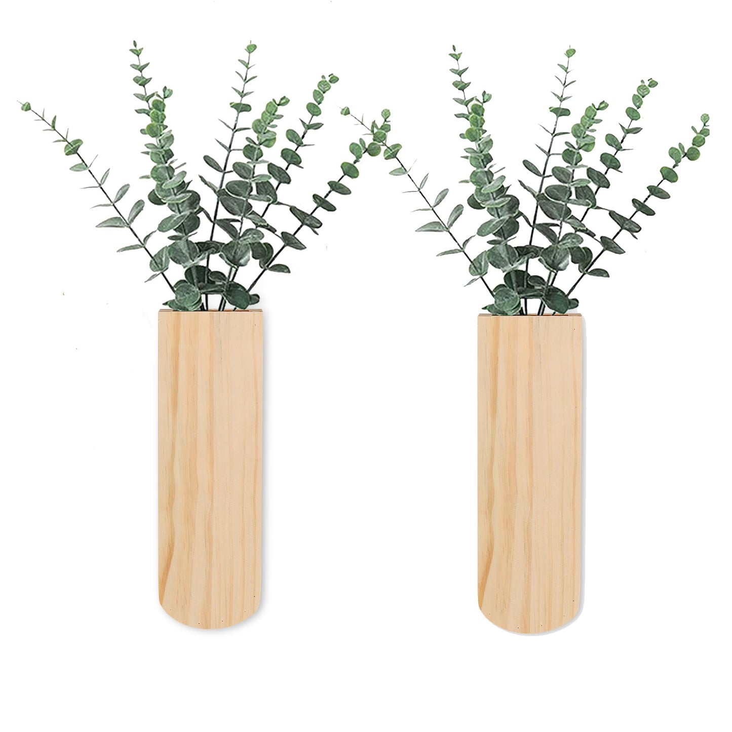 Bylion Wood Wall Planters, Hanging Wall Decor for Indoor Living Room Bedroom Modern Farmhouse Wooden Vase Wood Wall Pocket for Greenery Plants and Dried Flowers (2 Pack)