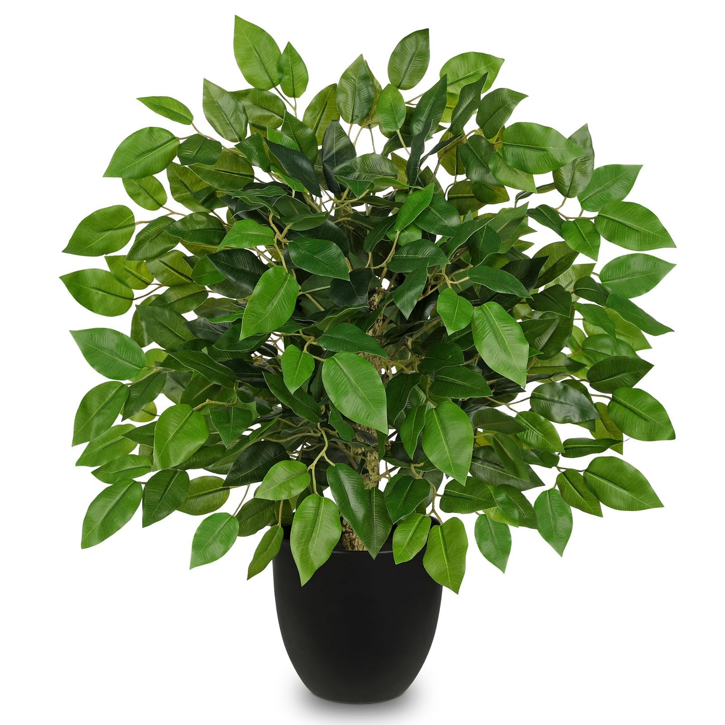 GnFlus Fake Plant 19.6'' Small Artificial Plants Indoor Ficus Fake Potted Plant with 28 Branches Faux Tropical Silk Plants for Home Living Room Desk Office Table Kitchen Counter Shelf Décor