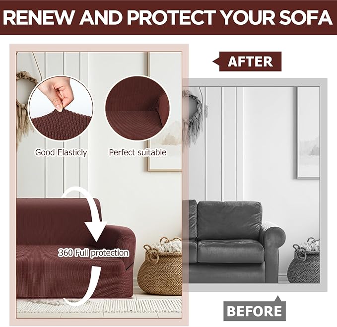 Peryiter 3 Pcs Couch and Loveseat Covers Set Sofa Cover