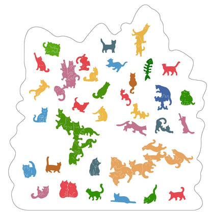 Bovearto 200 Piece Wooden Jigsaw Puzzles for Adults, Cat Puzzles with Unique Animal Shapes, Brain Teaser for Kids Ages 8+, Comes with Storage Box & Puzzle Gift Box, Bold Color Art (11" x 11.4")