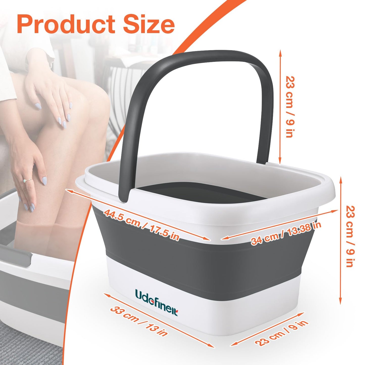 Udefineit Foot Bath Basin, Foldable & Portable Foot Soak Tub with Massage Acupoint for Foot Spa Bath, 15L/4 Gallon, Foot Massager Soaking Bath Basin Bucket for Pedicure Home Spa Treatment (Green)