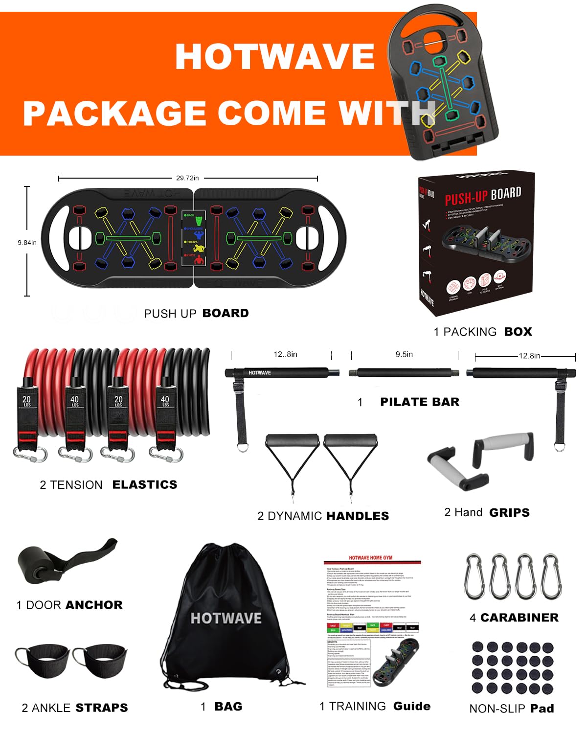 HOTWAVE Push Up Board Fitness, Portable Foldable 20 in 1 Push Up Bar at Home Gym, Pushup Handles for Floor. Professional Strength Training Equipment For Man and Women,Patent Pending