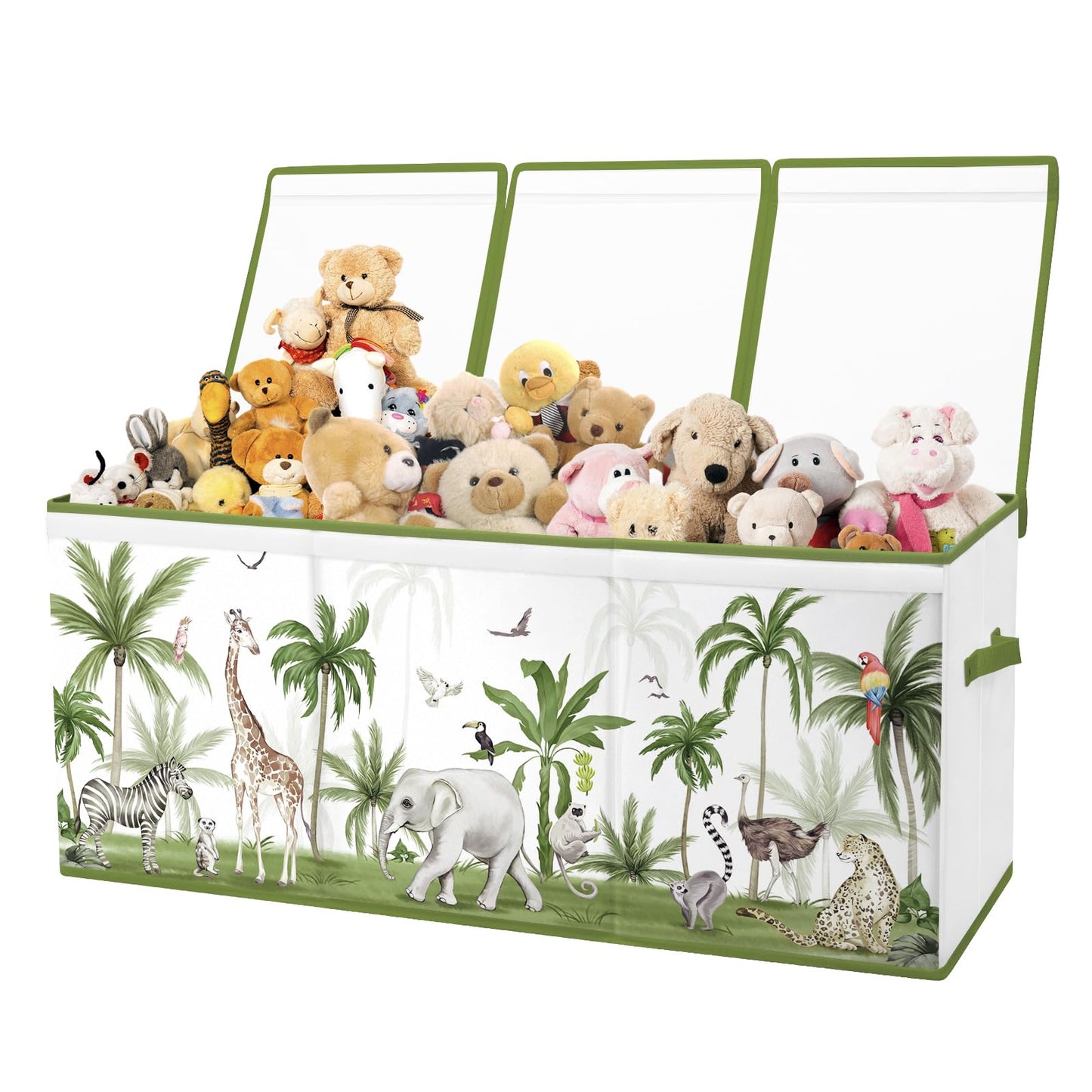 Toy Storage Bin with Lids,Extra Large Toy Box Chest with Handles for Kids Boys Girls,Collapsible Storage Organizer Box Bin Basket for Bedroom,Playroom, Nursery,37.8"x12.6" x15.7",Forest animals