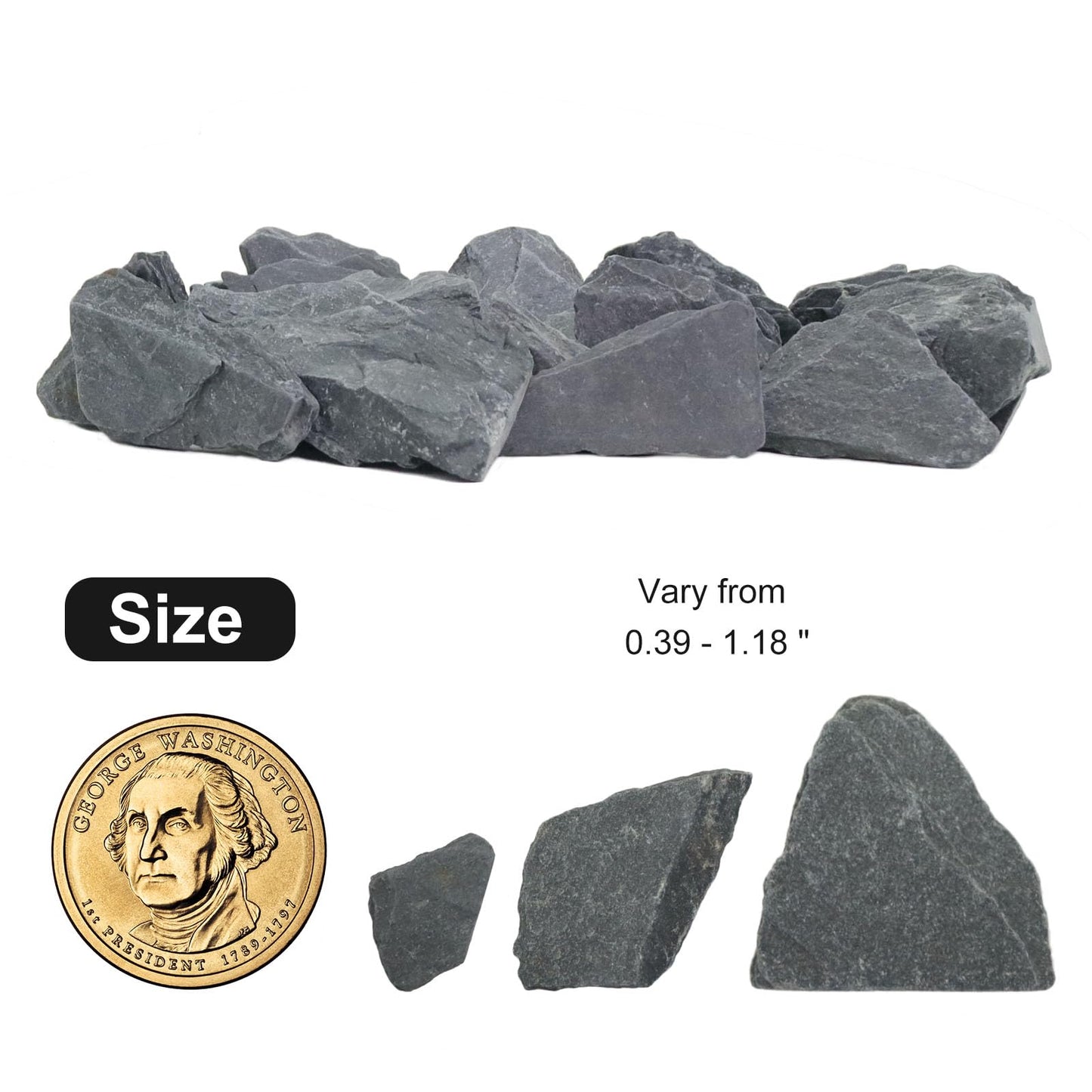 Lechloris 10lb Natural Slate Stone - 0.4-1.2 inch - Perfect Rocks for Aquariums, Fish Tank Decortion, Terrariums, Aquascaping-Miniature or Fairy Gardens, Landscaping Model, Model Railroads - Grey