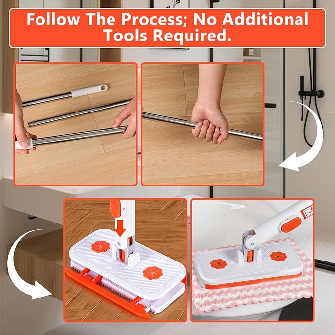 Snap Grip Mini Mop Set, Lazy Mop Automatic Gripping, Convenient Cloth Changing