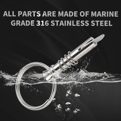 Laorde Bimini Top Quick Release Pins 1/4 inch Diameter with Drop Cam and Spring, Usable Length 0.9 inch, Full 316 Stainless Steel, Marine Hardware (4 PCS)