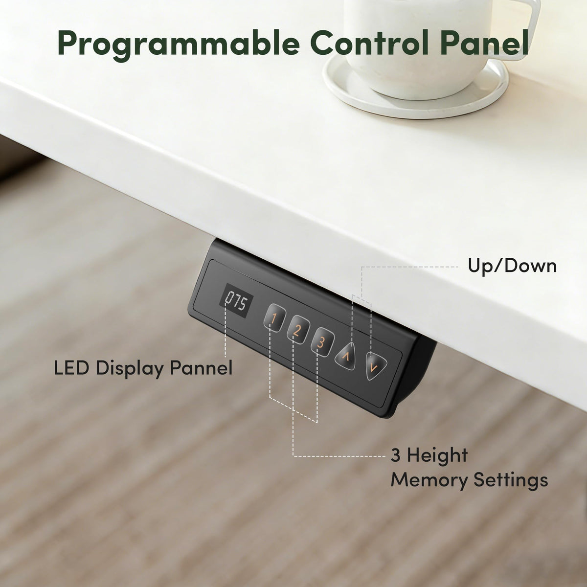 CubiCubi Standing Desk, 63 x 28 Inches Electric Height Adjustable Computer Desk, Sit Stand up Home Office Desk with Memory Presets, White
