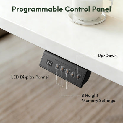 CubiCubi Standing Desk, 63 x 28 Inches Electric Height Adjustable Computer Desk, Sit Stand up Home Office Desk with Memory Presets, White
