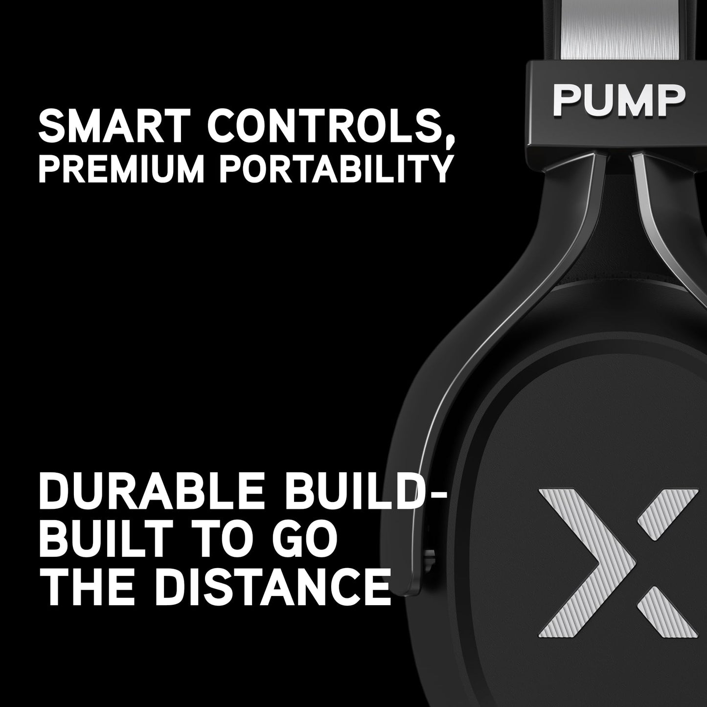 BlueAnt Pump X Wireless Over-Ear Headphones, Bluetooth, Powerful Bass, Active Noise Cancelling & Transparency Mode, Interchangeable Ear Cups, All-Day Comfort for Gym and Training, Black/Silver
