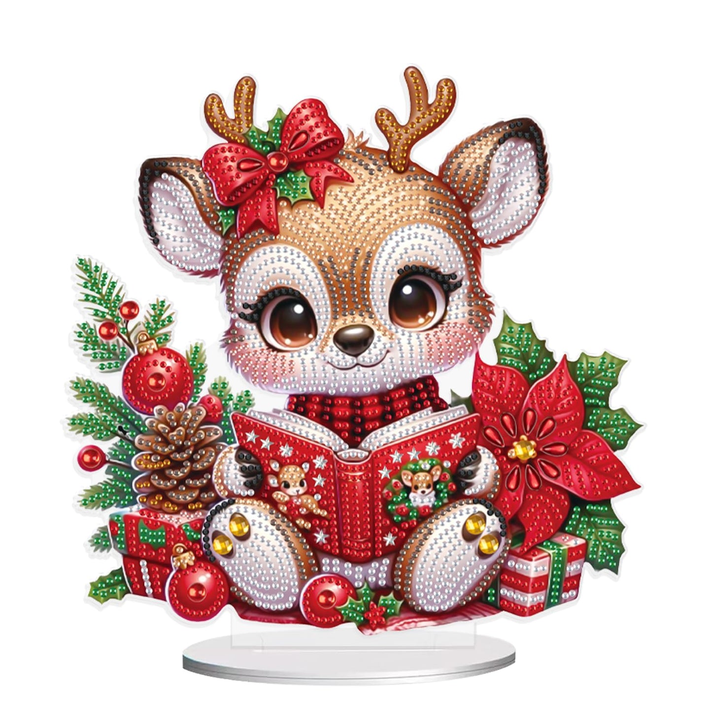 Christmas Diamond Painting Kits Tabletop decoration, DIY Reindeer, 5D Diamond Art Home Ornament By Number Mosaic Arts Crafts For Home Office acrylic Tabletop Decor for Xmas Home Decor, New Year Gift