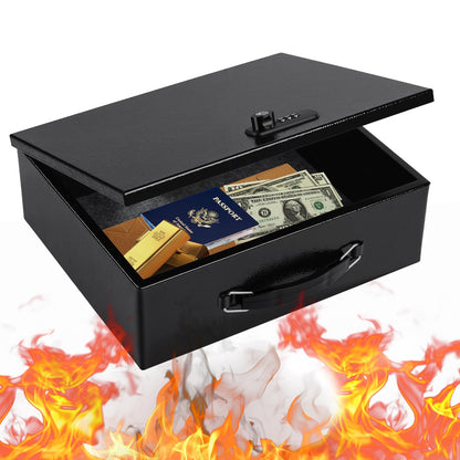 Fireproof Safe Lock Box Metal, Fire Proof Safe for Home Documents, Portable Security Box with Dual Combination and Key Lock for Personal Items,Passport, Money, X Large 13.2" x 11" x 4.13"