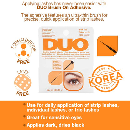Duo Black Lash Glue, Striplash Adhesive, Latex Free, Rapid Dry, Easy Use, Dries Dark, False Eyelash Glue, All-Day Wear, Sets in Seconds, Strong Hold, Water-Resistant, 5 g, (Pack of 1)