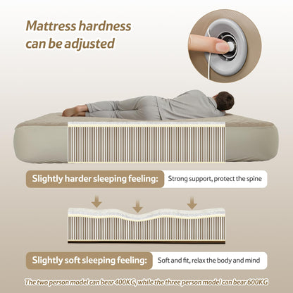 Drop Stitch Queen Air Mattress with Rechargeable Built in Pump & Washable Mattress Protector, 882 LBS Support, Adjustable Firmness, 1.5 Min Fast Inflate Inflatable Mattress for Home, Camping, Guest