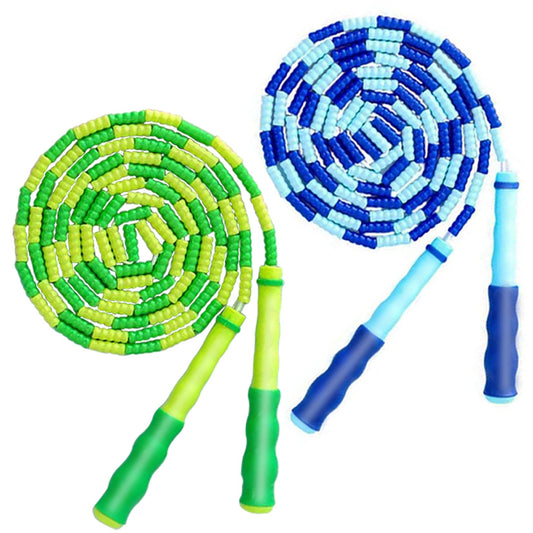 TYSISKNO 2 Pack Jump Rope for Kids Girls and Boys, Soft Beaded Jump Ropes, Adjustable Skipping Rope, Tangle-Free Segmented Rope for Kids and Adults Exercise, Workout and Weight Loss,9.2Ft(Blue&Green)