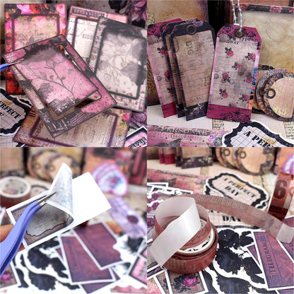 Diuhofart Vintage Scrapbooking Supplies Kit, 185pcs Junk Journal Kit with Scrapbook Paper A6 Aesthetic Notebook, Scrapbook Kit, Art Craft DIY Gift for Adult Women