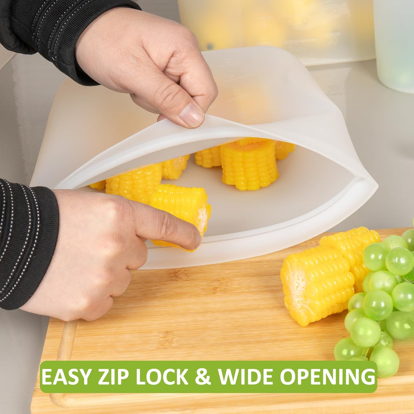 Reusable Food Bags, 12 Pack 100% Silicone Food Storage Bags Stand Up Zip Lock Container, Freezer Microwave Oven Dishwasher Safe, 4 Medium 4 Small 4 Extra Small, Aqua