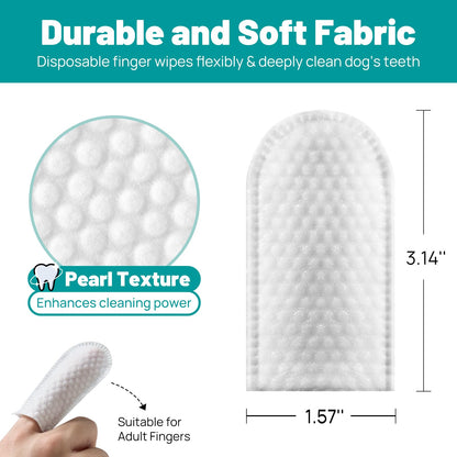 SmileDenX Dog Dental Care Finger Wipes - Teeth Cleaning Finger Wipes for Dog & Cats - Tooth Brushing Kit Dental Wipes for Dog - Reduces Plaque & Freshens Breath (50 PCS, Unscented)