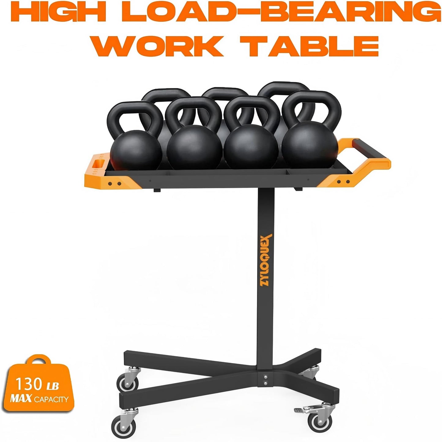 Adjustable Work Bench,Work Benches for Garage,Tool Cart On Wheels,Mobile Rolling Tool Cart 34” to 48” Heigh,Tool Bench with A Max Capacity of 110 lbs,Multi-Scene Work Table(Orange)