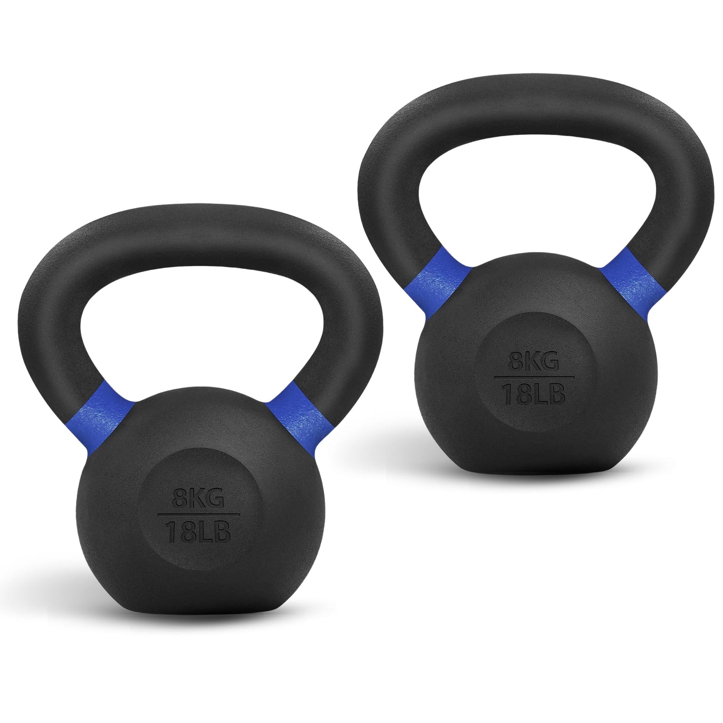 Yes4All Powder Coated Kettlebell, Cast Iron Core Kettlebells with Non-Slip Handle & Flat Bottom for Conditioning, Heavy Duty for Strength Training, 9lb to 71lb - Single & Pair