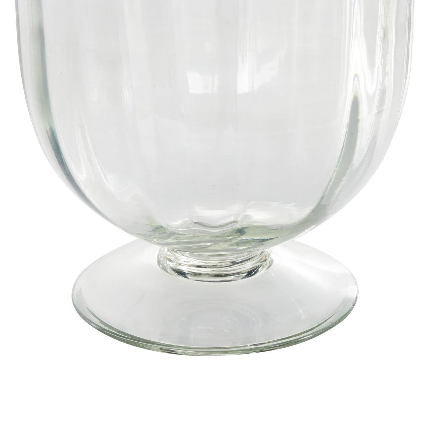 Deco 79 Glass Ribbed Fluted Candle Holder with Elevated Base, 6" x 6" x 14", Clear