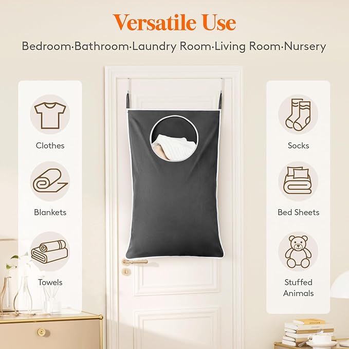 Lifewit 1 Pack Over Door Laundry Hamper, Large Collapsible Hanging Laundry