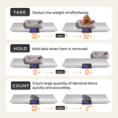 Bonvoisin Pet Scale for Large Dog 1100lb x 0.2lb, Postal Scale with Large Stainless Platform 40.5” x 20.8”, Animal Scales for Weighing,Vet Scale with Rubber Mat Livestock Scale for Dog, Sheep