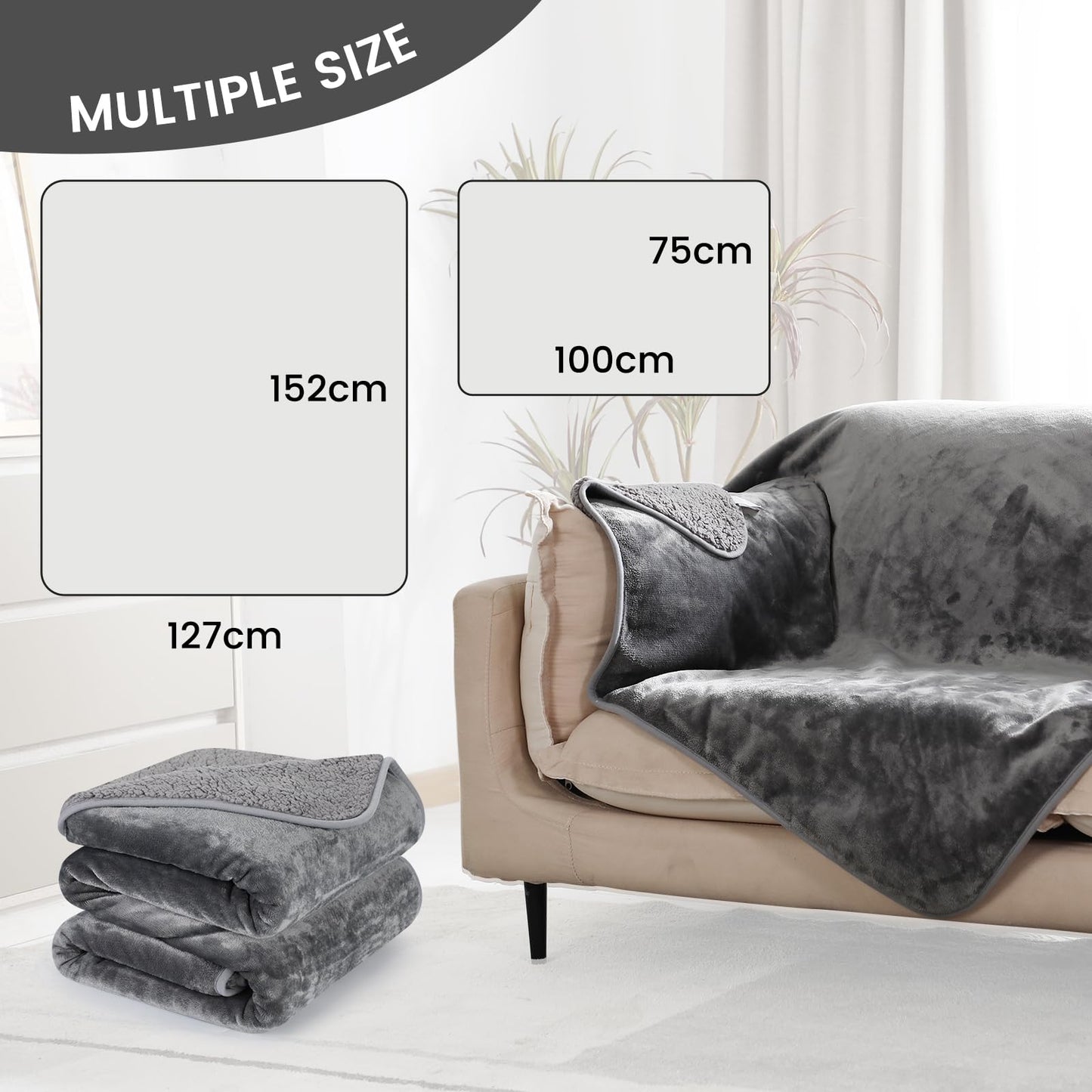 Waterproof Pet Blanket for Dogs Cats - Soft Plush Pet Throw Protects Couch, Chair, Bed from Spills Stain or Pet Fur, Dog Blankets Washable, Super Large 152 x 127 cm (60 x 50 in)