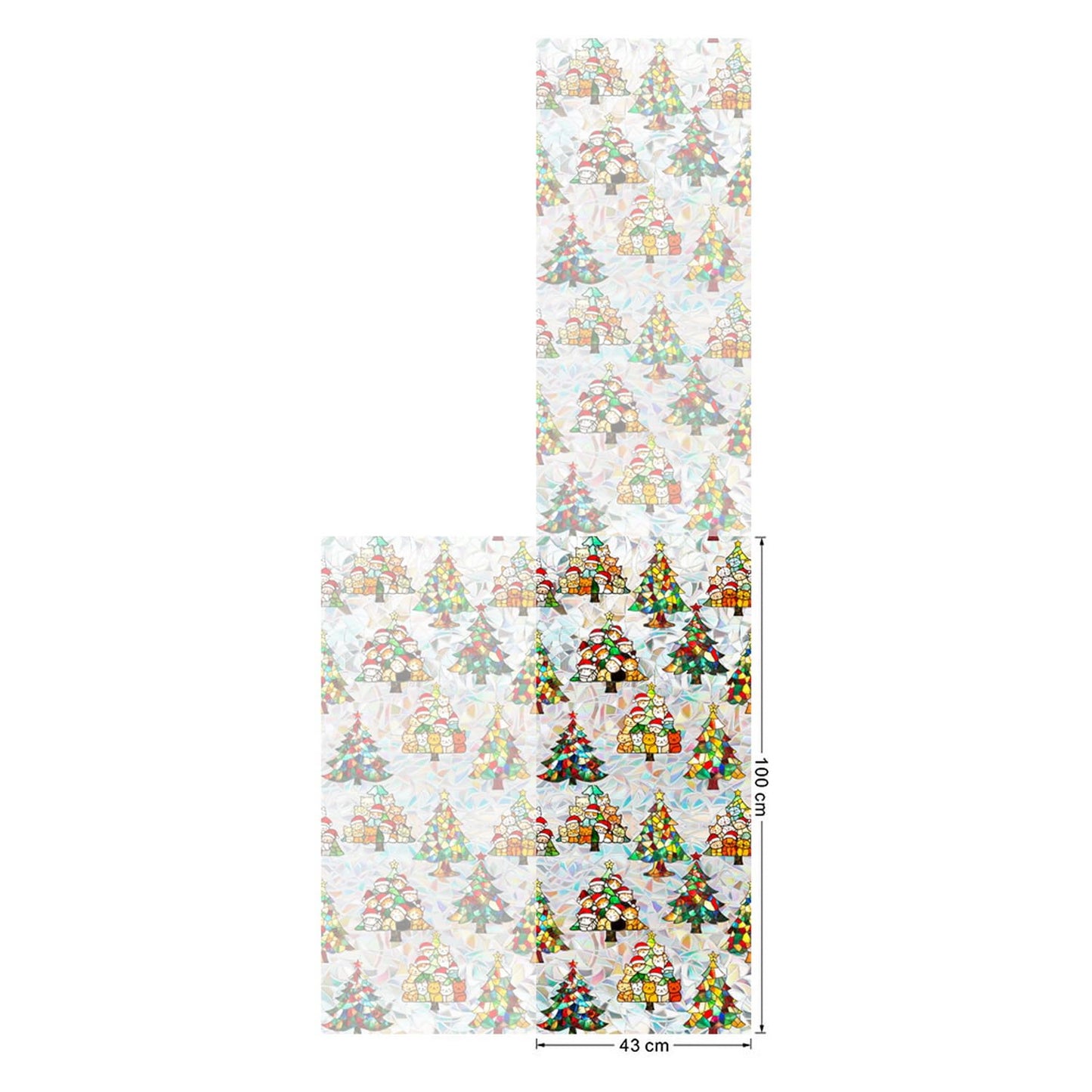 Christmas Window Privacy Film Cartoon Cute Animal Window Clings Decoration Privacy Stained Christmas Tree Glass Stickers for Winter and Christmas Party Glass Decor Supplies 17x 39.3 Inch