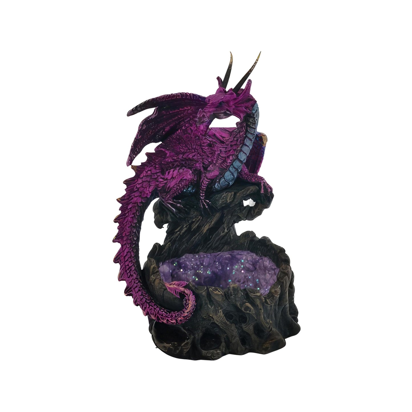 ICE ARMOR 6" H Purple Dragon on Faux Crystal Cave Figurine Statue Sculpture Ornament Decor for Housewarming, Holidays, Christmas for Men/Women