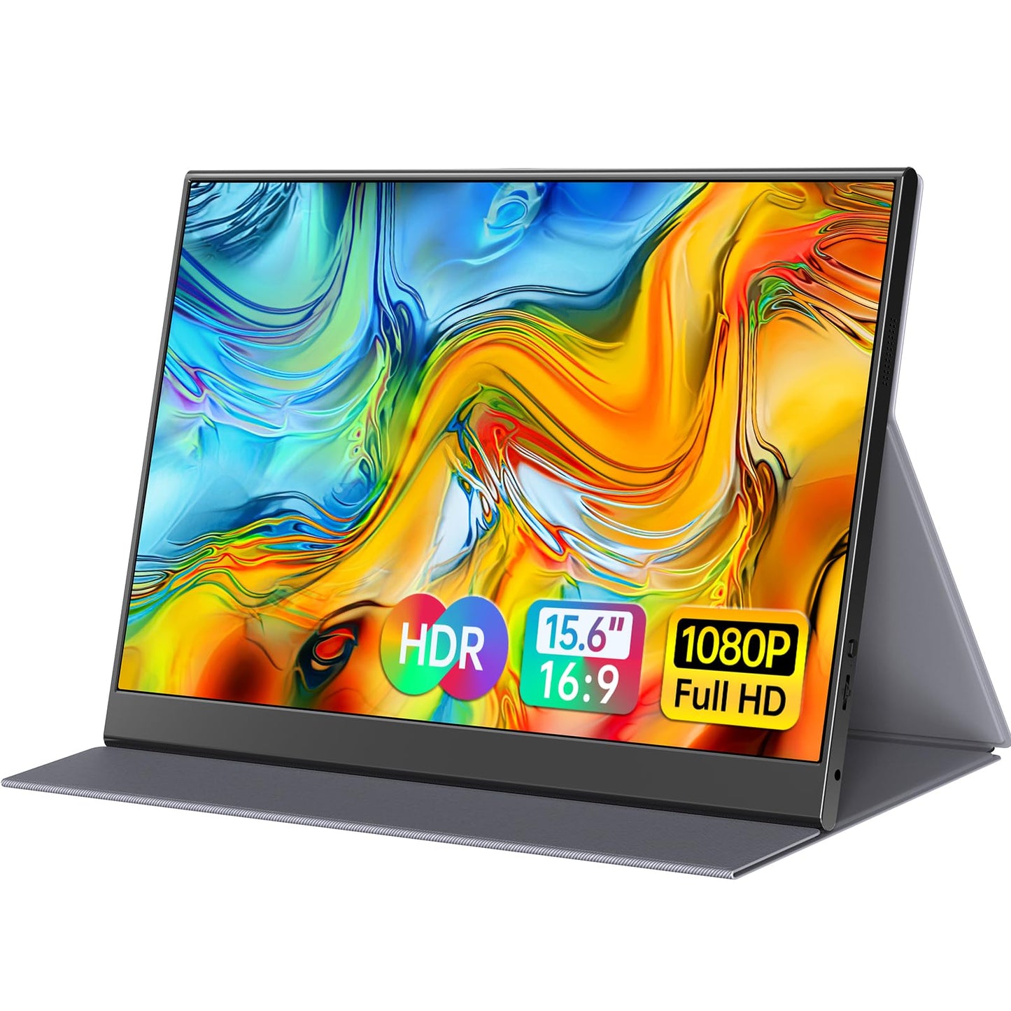15.6inch Portable Monitor,1080P USB-C HDMI Second External Monitor for Laptop,PC,Mac Phone,PS,Xbox,Swich,IPS Ultra-Thin Zero Frame Gaming Display/Premium Smart Cover