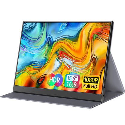 15.6inch Portable Monitor,1080P USB-C HDMI Second External Monitor for Laptop,PC,Mac Phone,PS,Xbox,Swich,IPS Ultra-Thin Zero Frame Gaming Display/Premium Smart Cover
