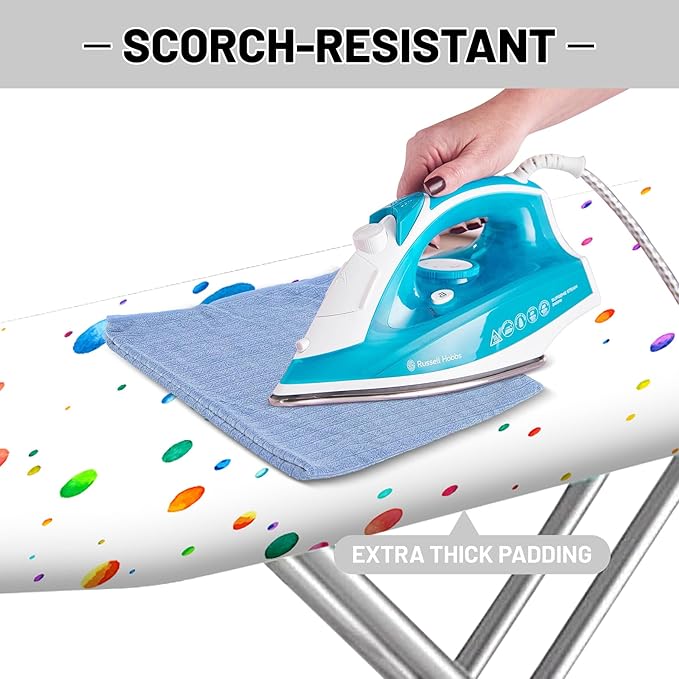 Extra Thick Ironing Board Cover and Pad, Colorful Polka Dot 15x54 Ironing Board