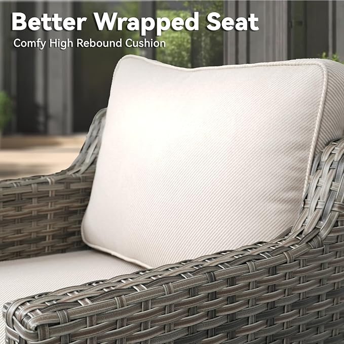 3 Pieces Patio Furniture Sets-Outdoor PE Rattan Wicker Chairs