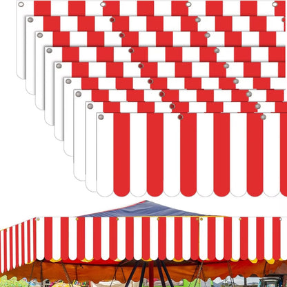 Preboun 12 Pcs Carnival Decorations Tent Christmas Circus Carnival Hanging Decorations Christmas Red White Striped Banner Circus Xmas Mardi Gras Theme Celebration Wall Games Props