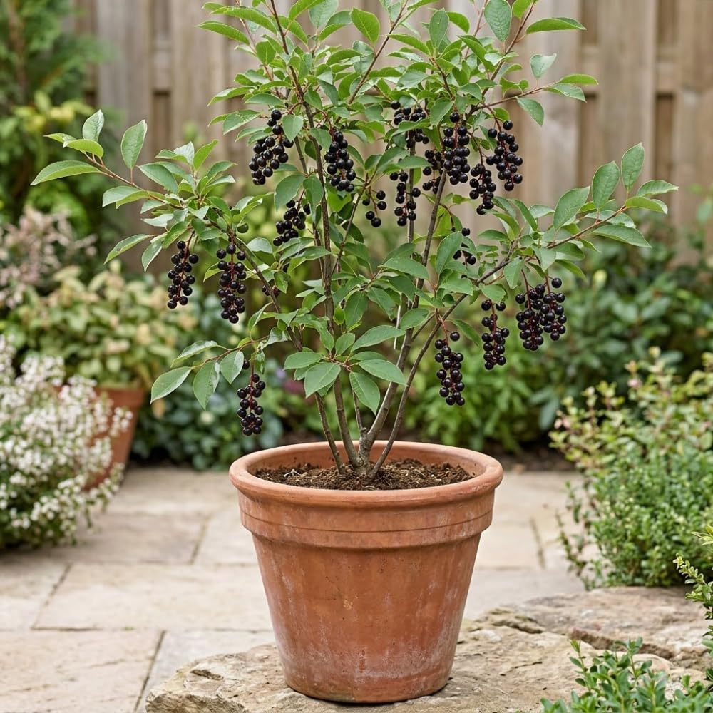 Chokecherry Plant Live, Chokecherry Plant for Planting, 7-9 Inc Tall, Hardy Edible Berry Shrub for Garden and Backyard Growing