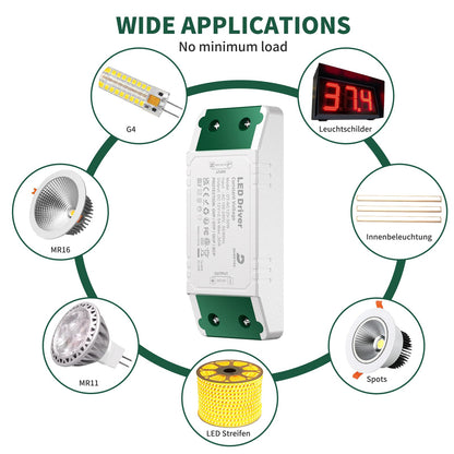 DUSKTEC LED Driver 12V 30W, LED Transformer AC 240V to DC 12 Volt 2.5A, Low Voltage Power Supply Constant Voltage for Strip Lights MR16 GU5.3 MR11 GU4 Bulbs G4 Spotlights