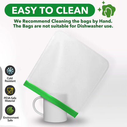 Greenzla Reusable Food Storage Bags - 12 Pack BPA-Free, Extra Thick, Leakproof Freezer & Lunch Carriers; 4 Gallon, Sandwich & Snack Options - Reusable Lunch Bags