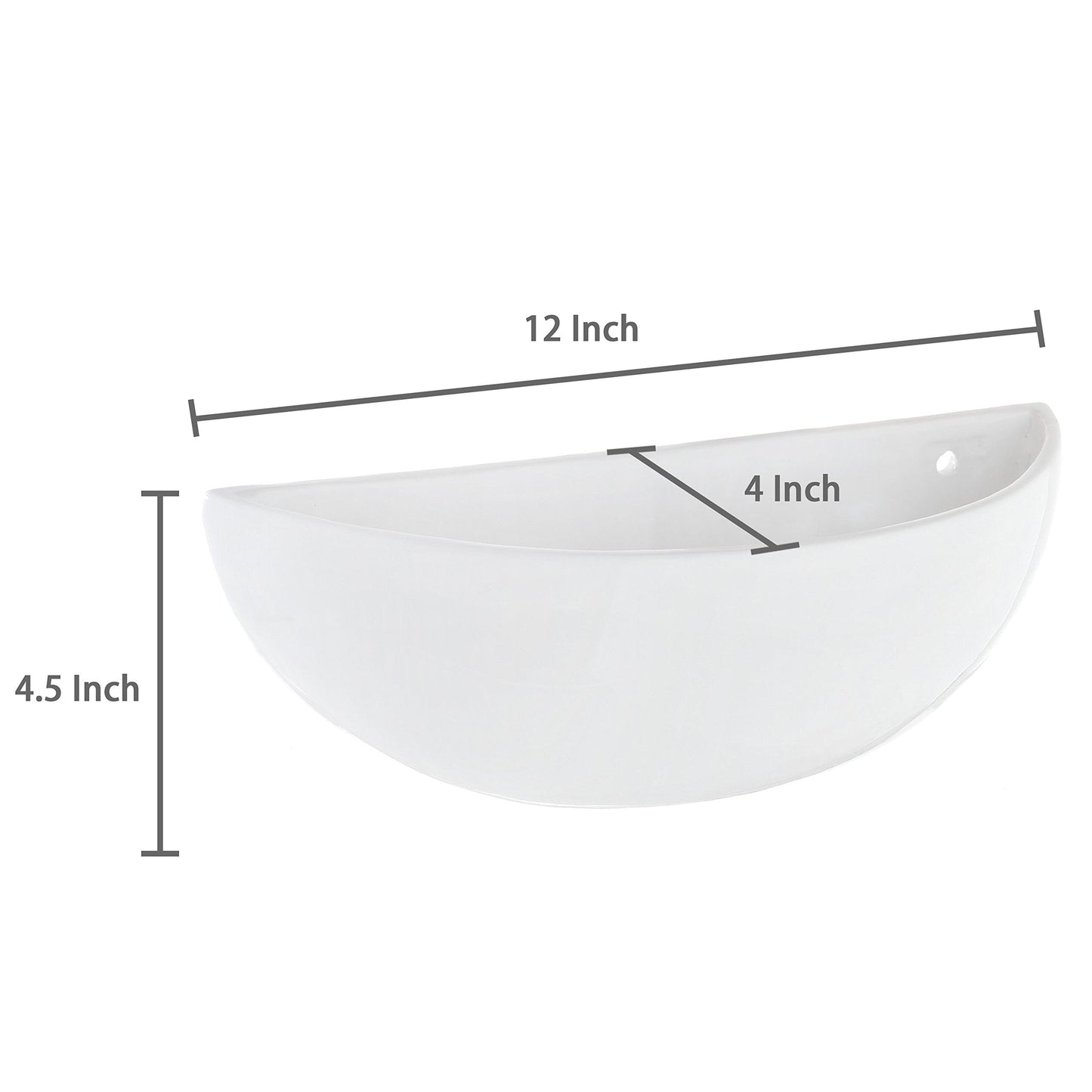 MyGift White Ceramic Wall Planters for Indoor Plants, Half Bowl Hanging Vase, Wall Mounted Succulent Planters, Set of 2