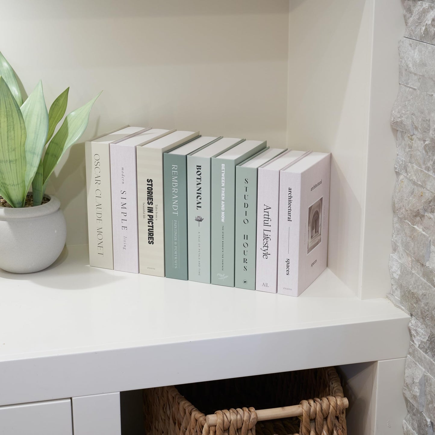 Beautiful Decorative Books - Set of 9 Boxes Enhance Your Coffee Table, Bookshelf or Mantel Shelf Decor - Aesthetic Fake/Faux Books for Modern Home Decoration, Photo Storage and as a Keepsake Box