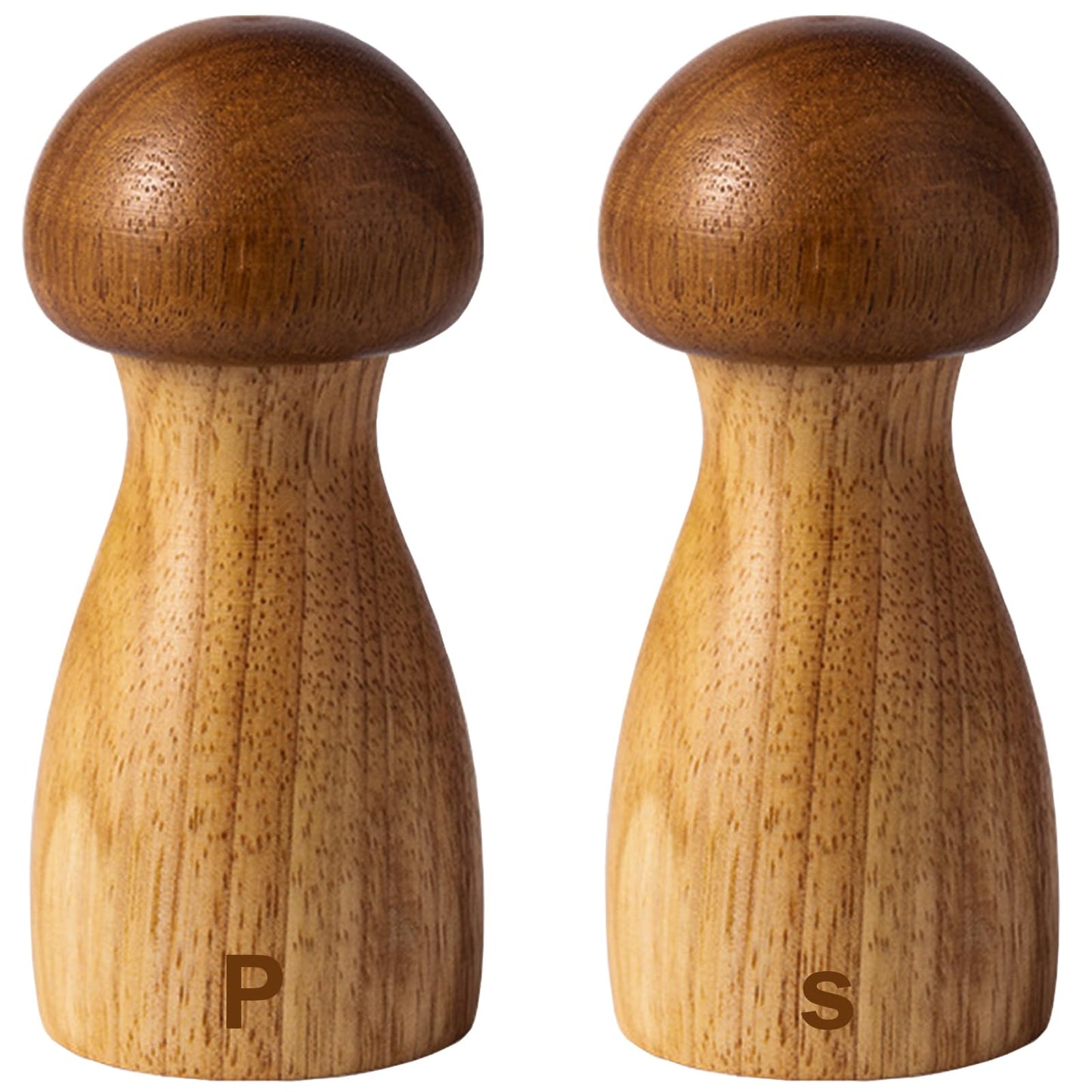 Wooden Salt and Pepper Grinder Set 2 Pack, Manual Pepper Mill Grinder Set, Adjustable Ceramic Pepper Mill, Wood Salt and Pepper Shakers Set - 4.8 Inches