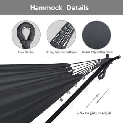 SUNCREAT 2-in-1 Hammocks Convertible Portable Double Hammock with Stand Included, Outdoor Hammock and Stand, Patented, Dark Grey