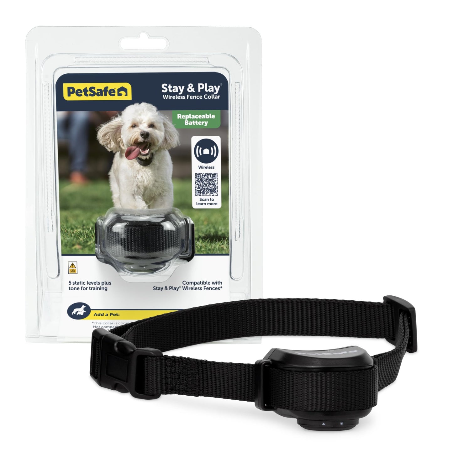 PetSafe Stay & Play Wireless Pet Fence with Replaceable Battery Collar – for Dogs & Cats Over 5 lb – Waterproof Receiver Collar Tone & Static Correction – from Parent Company of Invisible Fence Brand