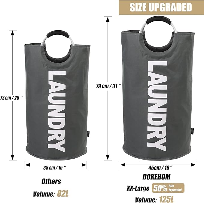 DOKEHOM 125L X-Large Collapsible Washing Laundry Basket Bag