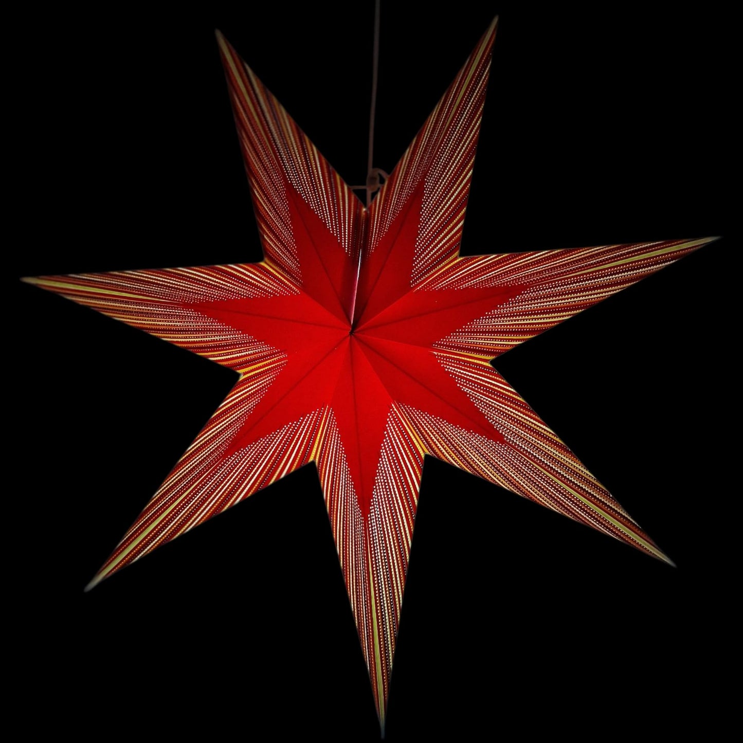 YEPSIO Paper Star Lantern Lampshade, 24 Inch, 7 Pointed Star, Foldable Hanging Decoration for Party, Wedding, Christmas (Red, Multicolour)