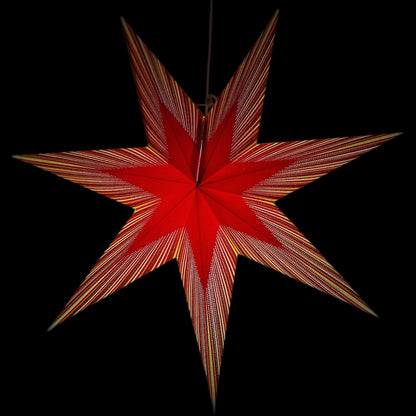YEPSIO Paper Star Lantern Lampshade, 24 Inch, 7 Pointed Star, Foldable Hanging Decoration for Party, Wedding, Christmas (Red, Multicolour)
