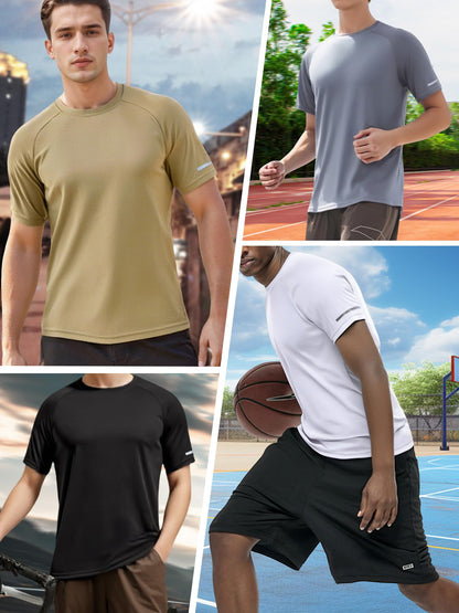 Holure Men's 3 Pack Sportswear Breathable T-Shirts Quick-Drying Short-Sleeve Shirts White/White/White 08-M