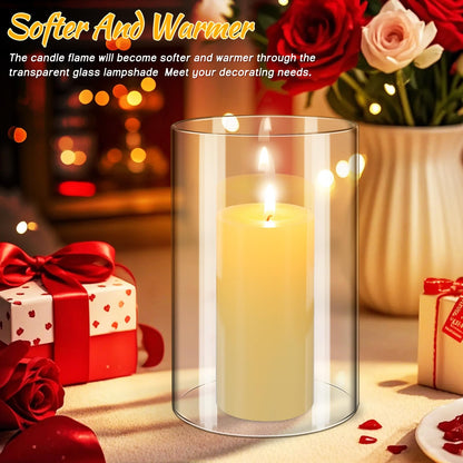 SHINEOFI 2pcs Hurricane Candle Holder Sleeve Cylinder Glass Shade Candleholder Tube Lamp Shade, Clear Glass Bottomless Cylinder, 5. 9 X 3. 9 Inches