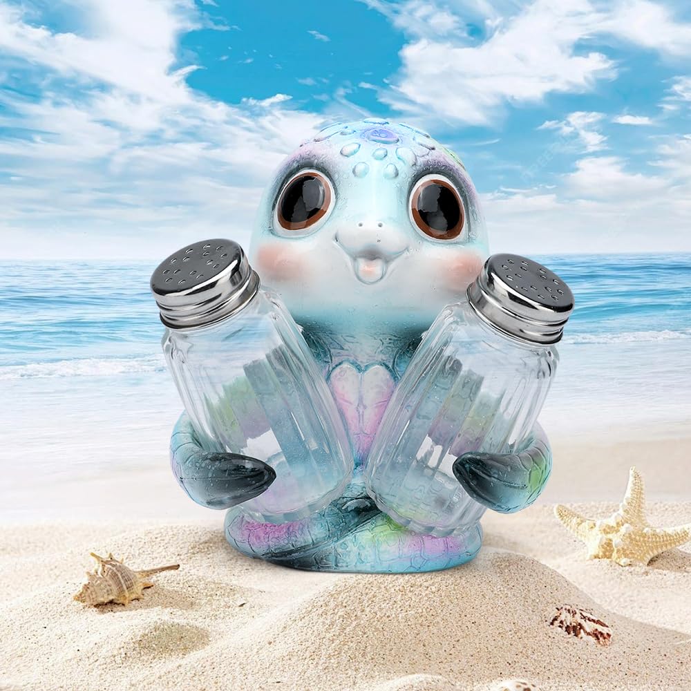 SUYNYBHF Cute Sea Turtle With Salt and Pepper Shaker Figurines Kitchen Decor Statue Suitable for Beach Bars or Coastal Kitchen Decor Table Decor By Home Gifts For Mom