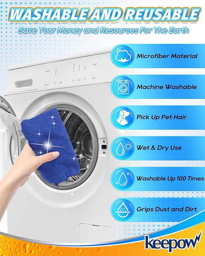 KEEPOW 10PCS Microfiber Cleaning Cloths Extra Large 30" x 20", Washable